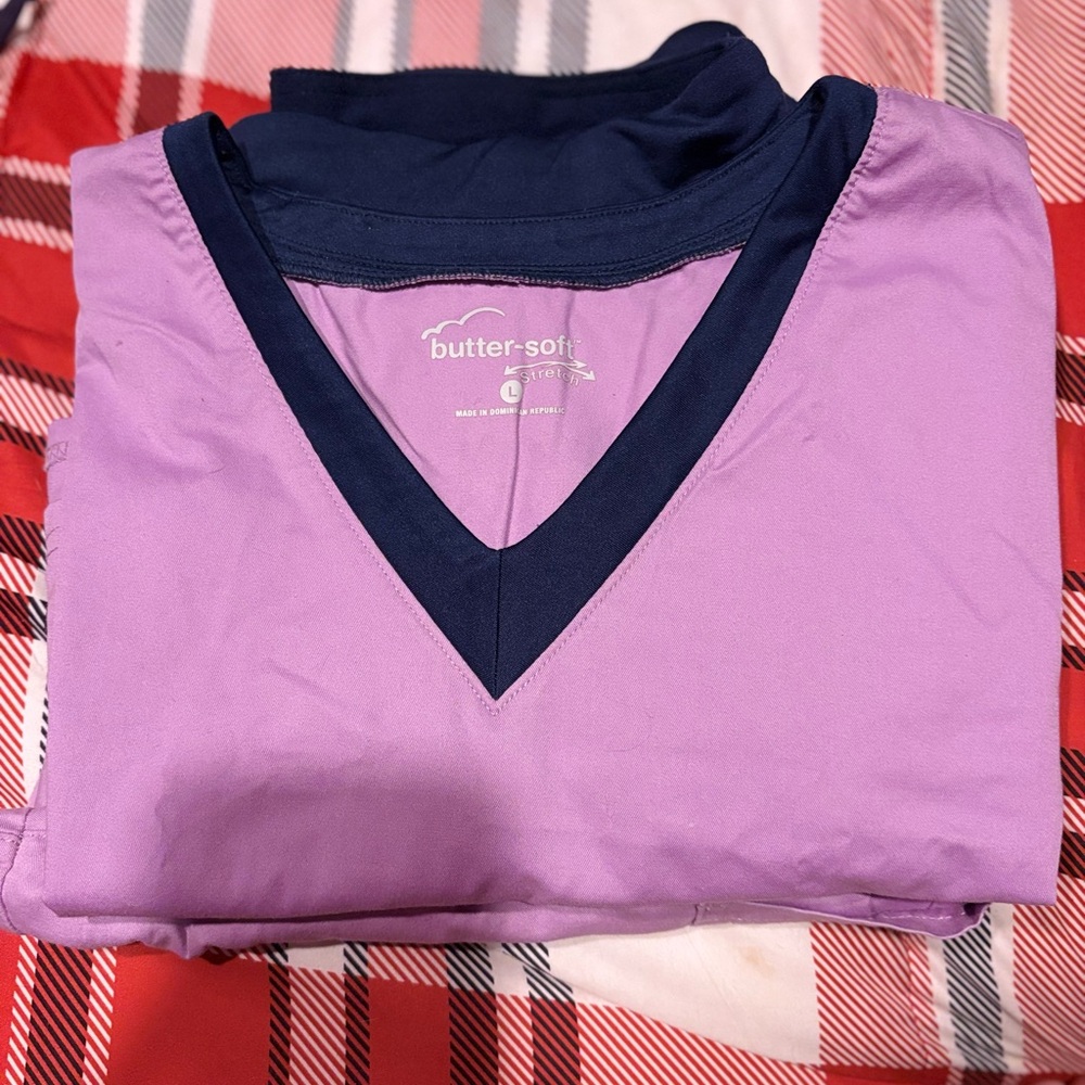 Butter-Soft Purple and Navy Scrub Set